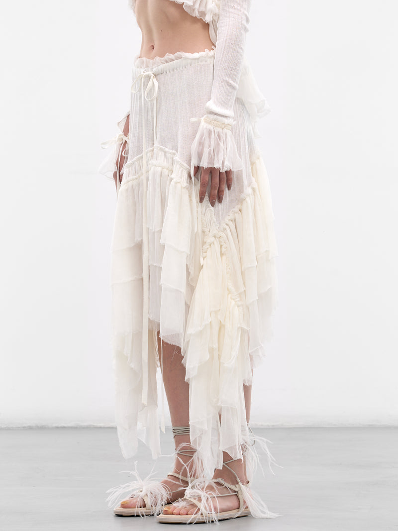 Bete Silk Crepe Ruffle Skirt (B0013945-FA736-NATURAL-WHITE)