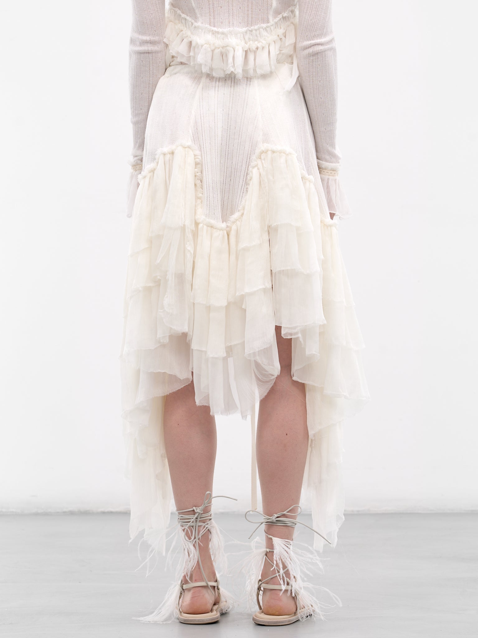 Bete Silk Crepe Ruffle Skirt (B0013945-FA736-NATURAL-WHITE)