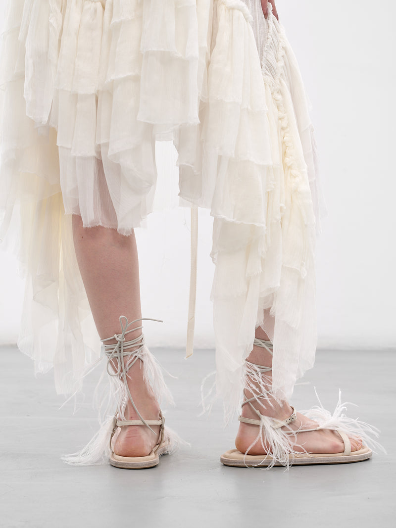 Bete Silk Crepe Ruffle Skirt (B0013945-FA736-NATURAL-WHITE)