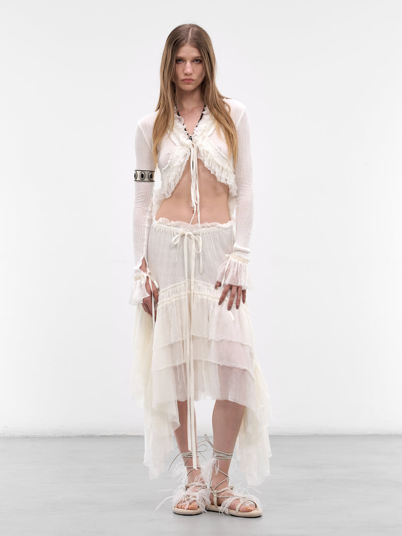 Jedi Silk Crepe Ruffle Top (B0013948-FA736-NATURAL-WHITE)