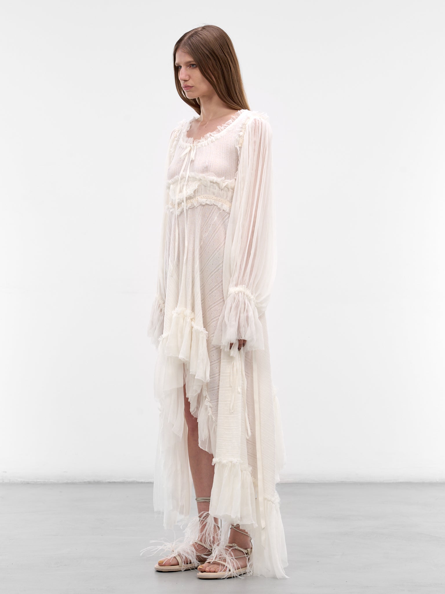 Giti Empire Waist Asymmetric Dress (B0013946-FA736-NATURAL-WHITE)