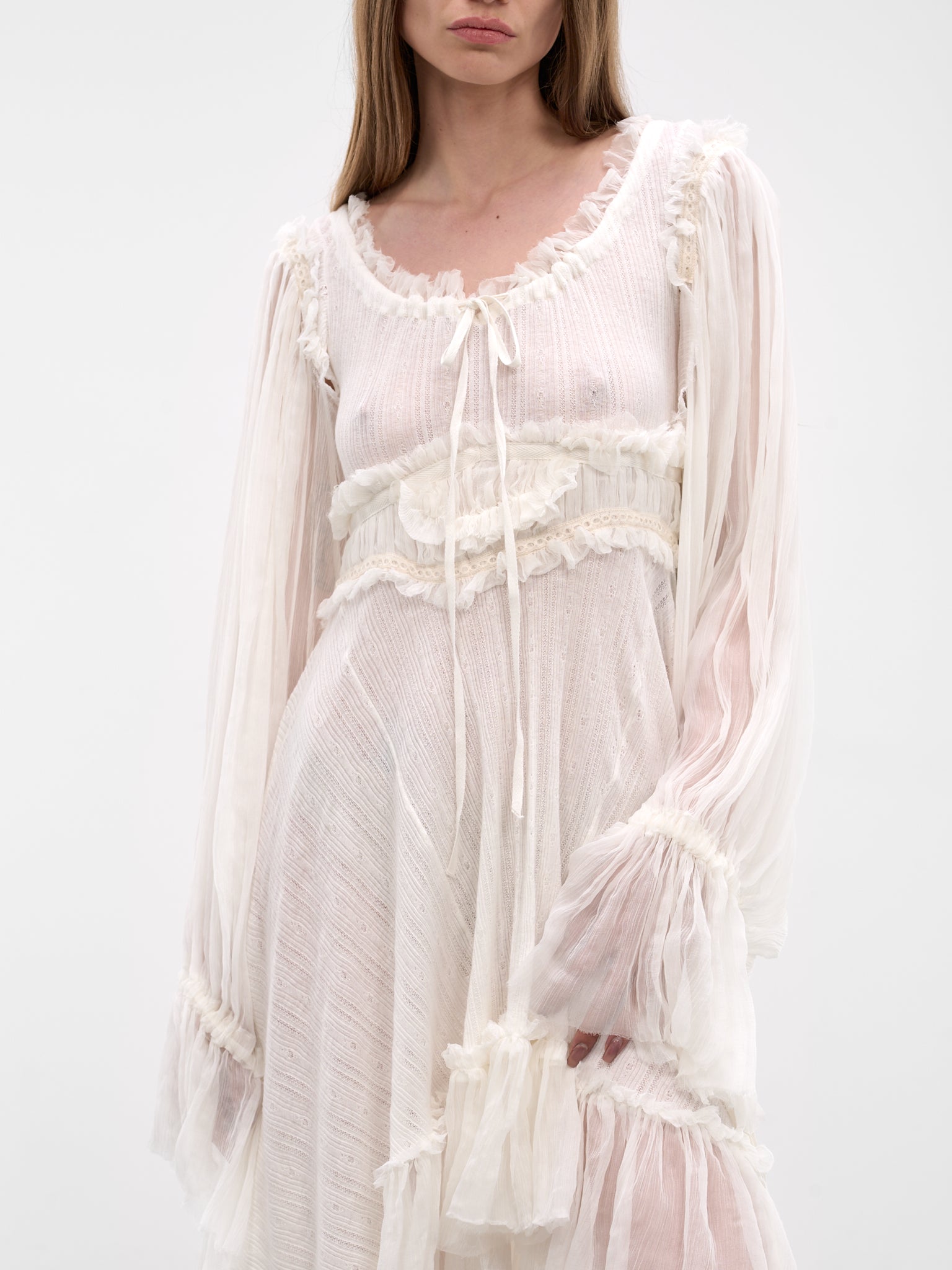 Giti Empire Waist Asymmetric Dress (B0013946-FA736-NATURAL-WHITE)