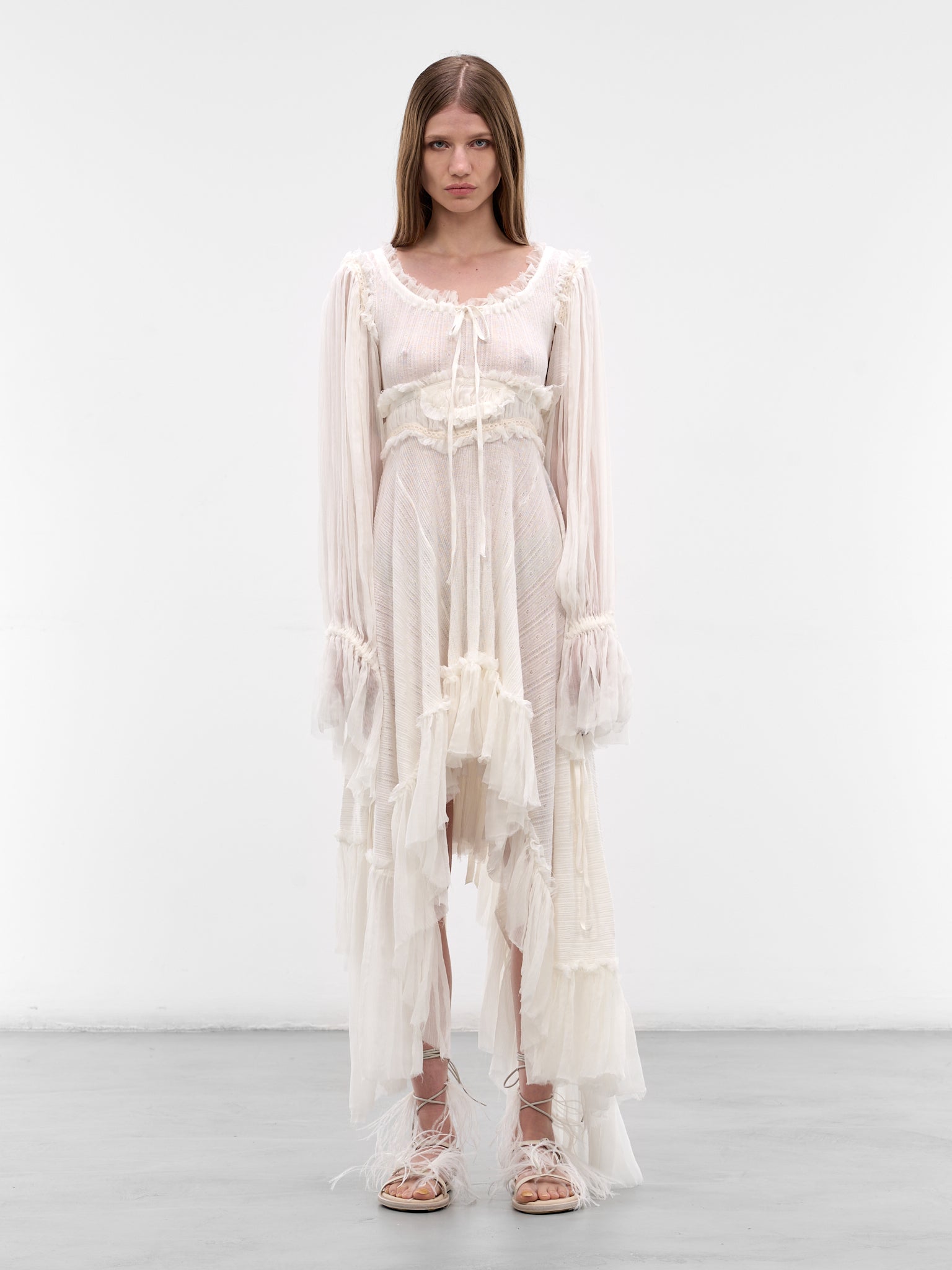 Giti Empire Waist Asymmetric Dress (B0013946-FA736-NATURAL-WHITE)
