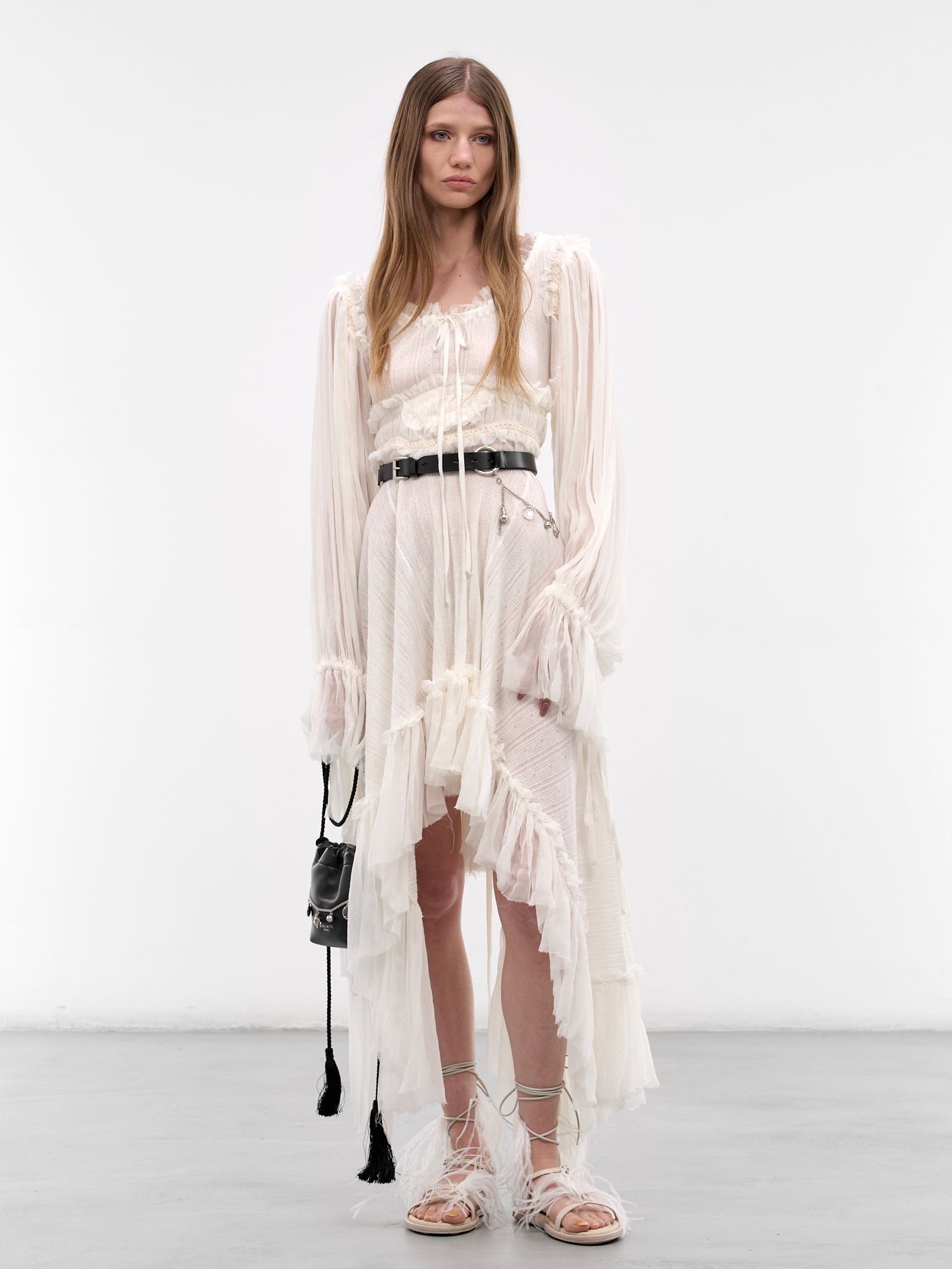 Giti Empire Waist Asymmetric Dress (B0013946-FA736-NATURAL-WHITE)