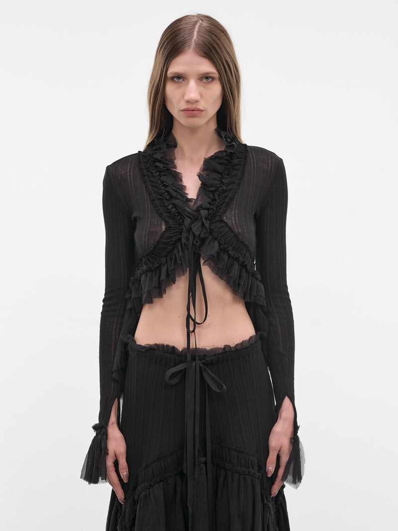 Jedi Silk Crepe Ruffle Top (B0013948-FA736-BLACK)