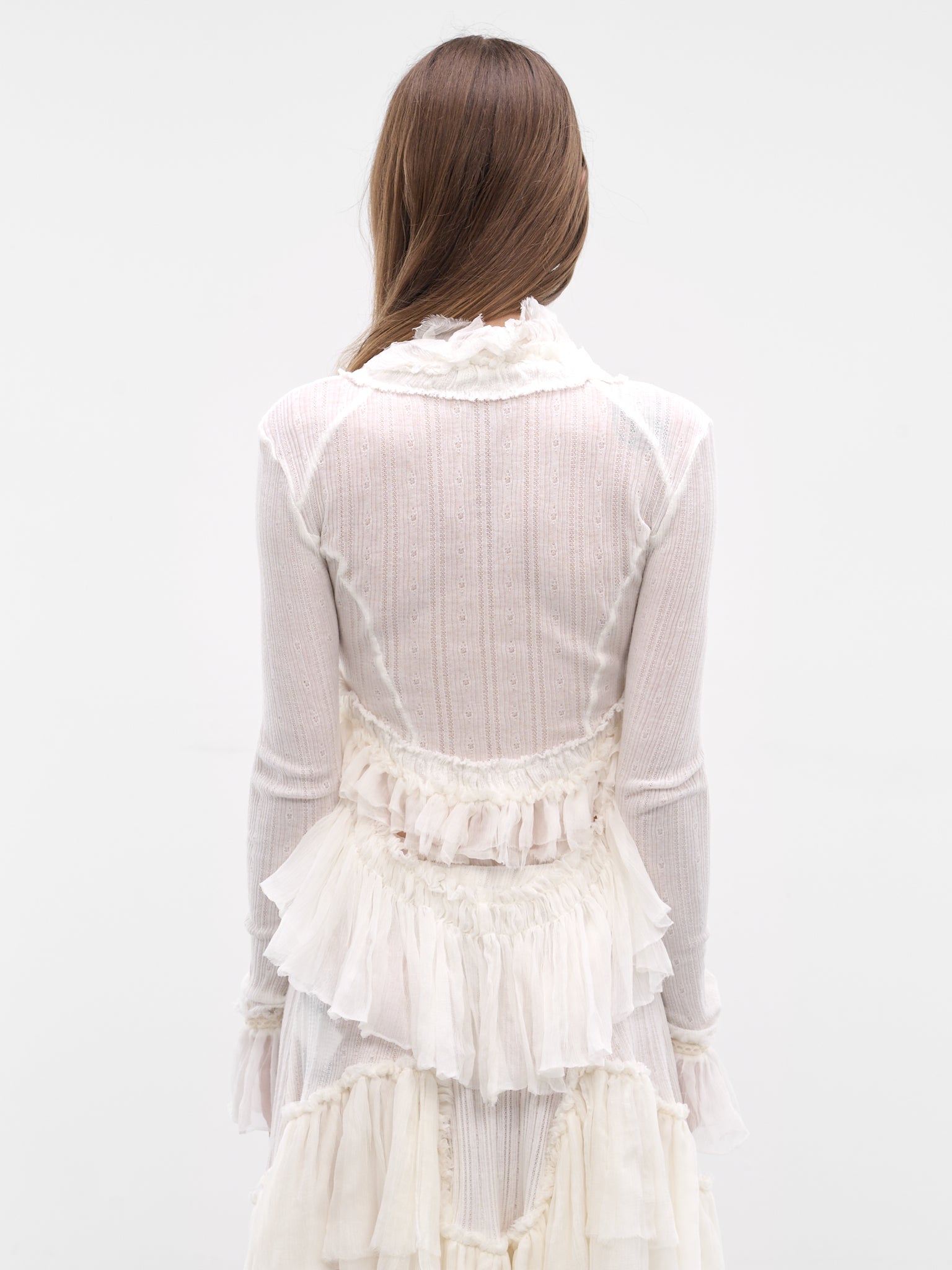 Jedi Silk Crepe Ruffle Top (B0013948-FA736-NATURAL-WHITE)