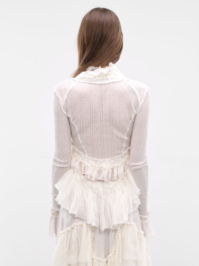 Jedi Silk Crepe Ruffle Top (B0013948-FA736-NATURAL-WHITE)