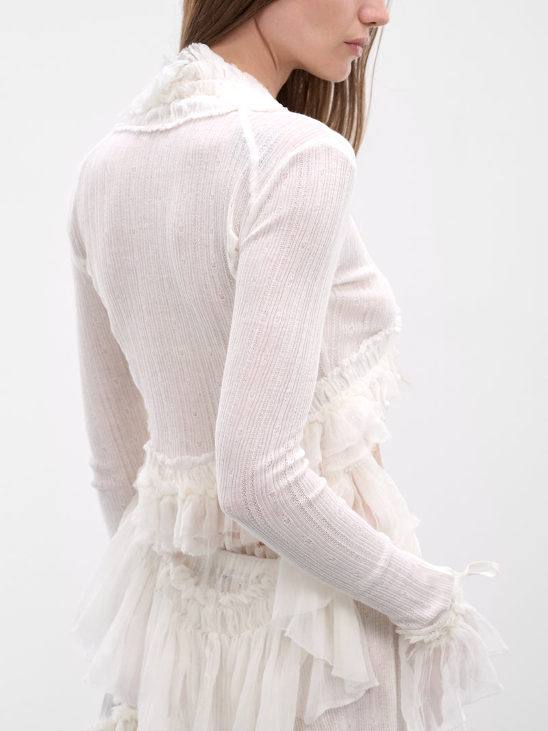 Jedi Silk Crepe Ruffle Top (B0013948-FA736-NATURAL-WHITE)