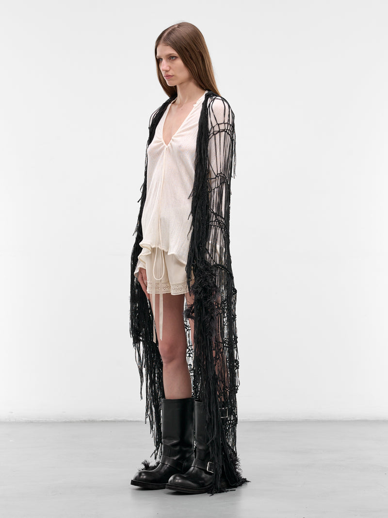 Ildi Black Feather Crochet Stole (B0013971-KN090-BLACK)