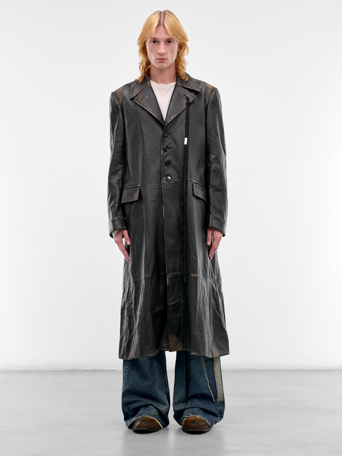 Ailo X-Long Belted Lamb Coat (B0013972-LT192-BLACK-NUDE)