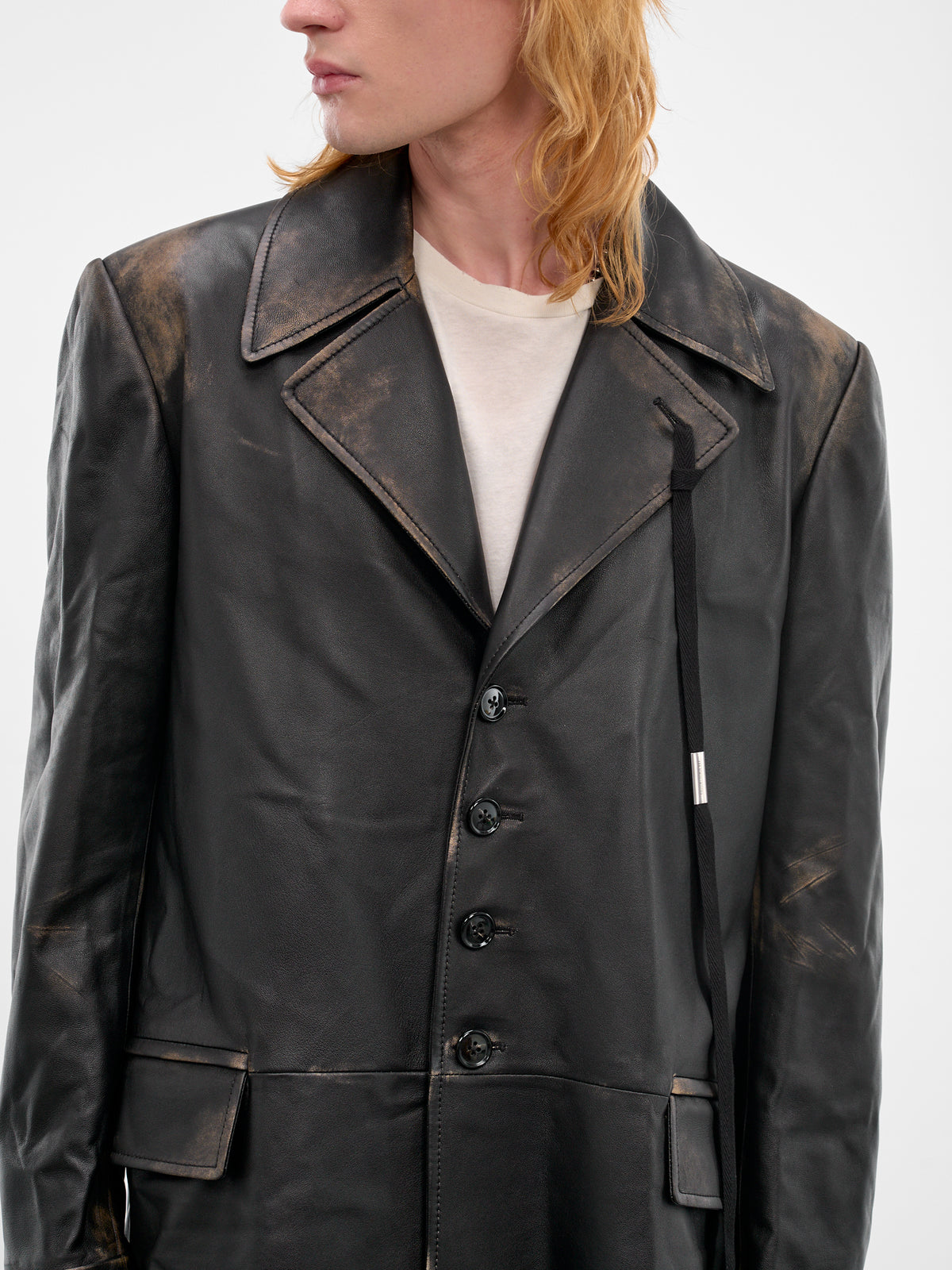 Ailo X-Long Belted Lamb Coat (B0013972-LT192-BLACK-NUDE)