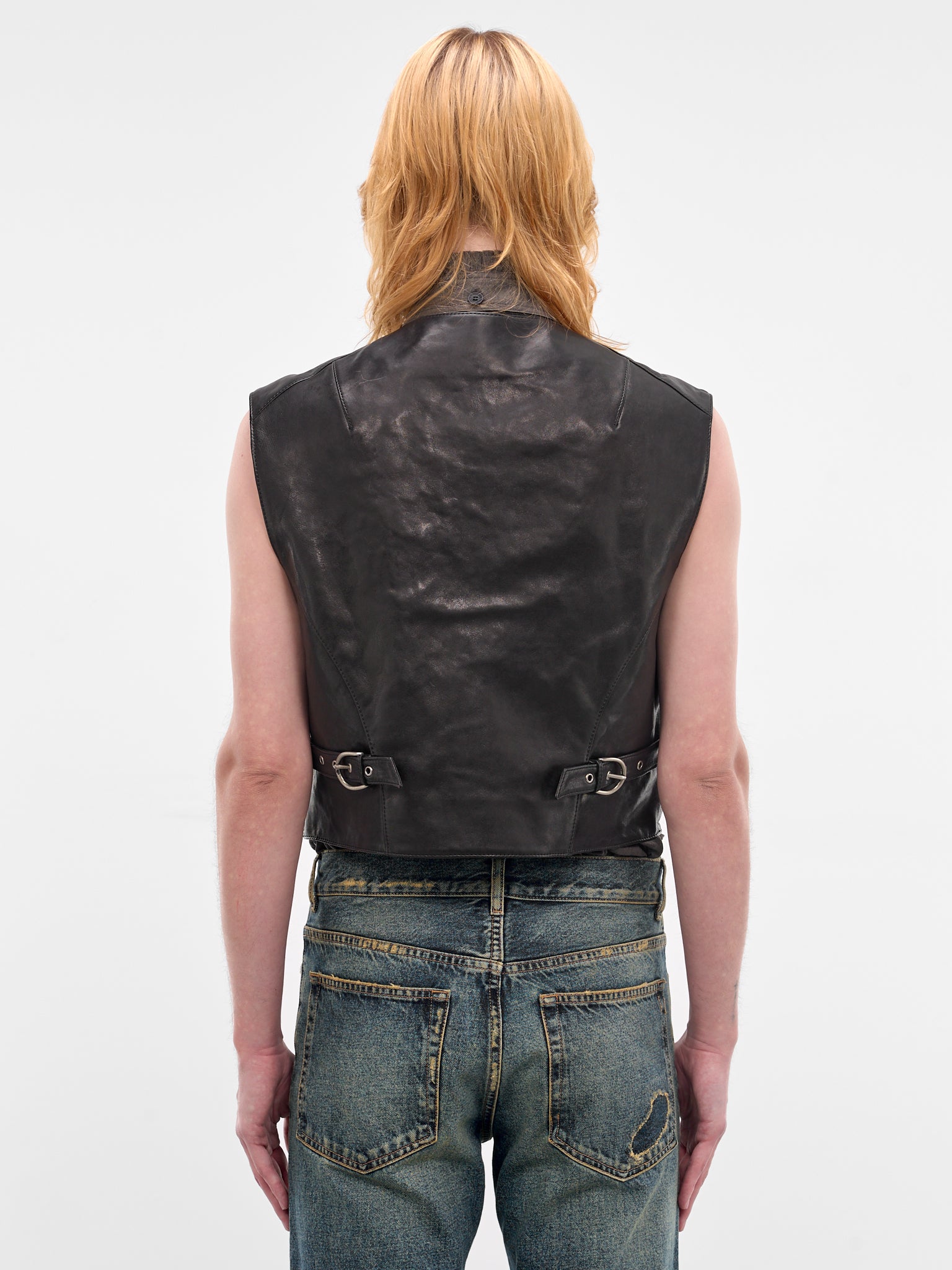 Dino Lamb Double-Breasted Waistcoat (B0013976-LT137-BLACK)