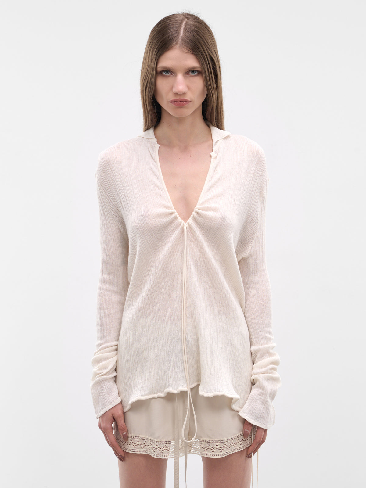 Eke White Cashmere-Silk Top (B0013999-FA052-NATURAL-WHITE)