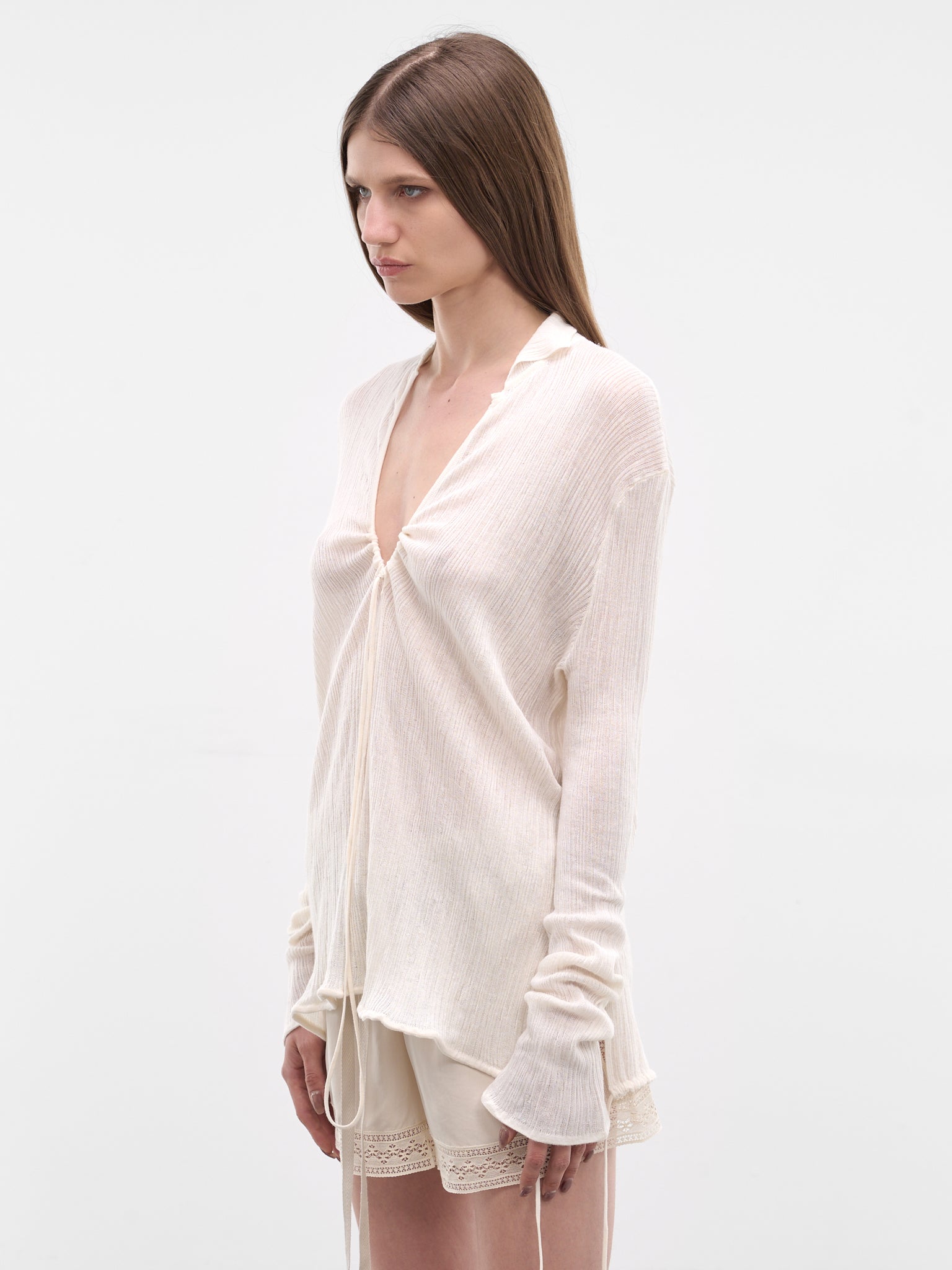 Eke White Cashmere-Silk Top (B0013999-FA052-NATURAL-WHITE)