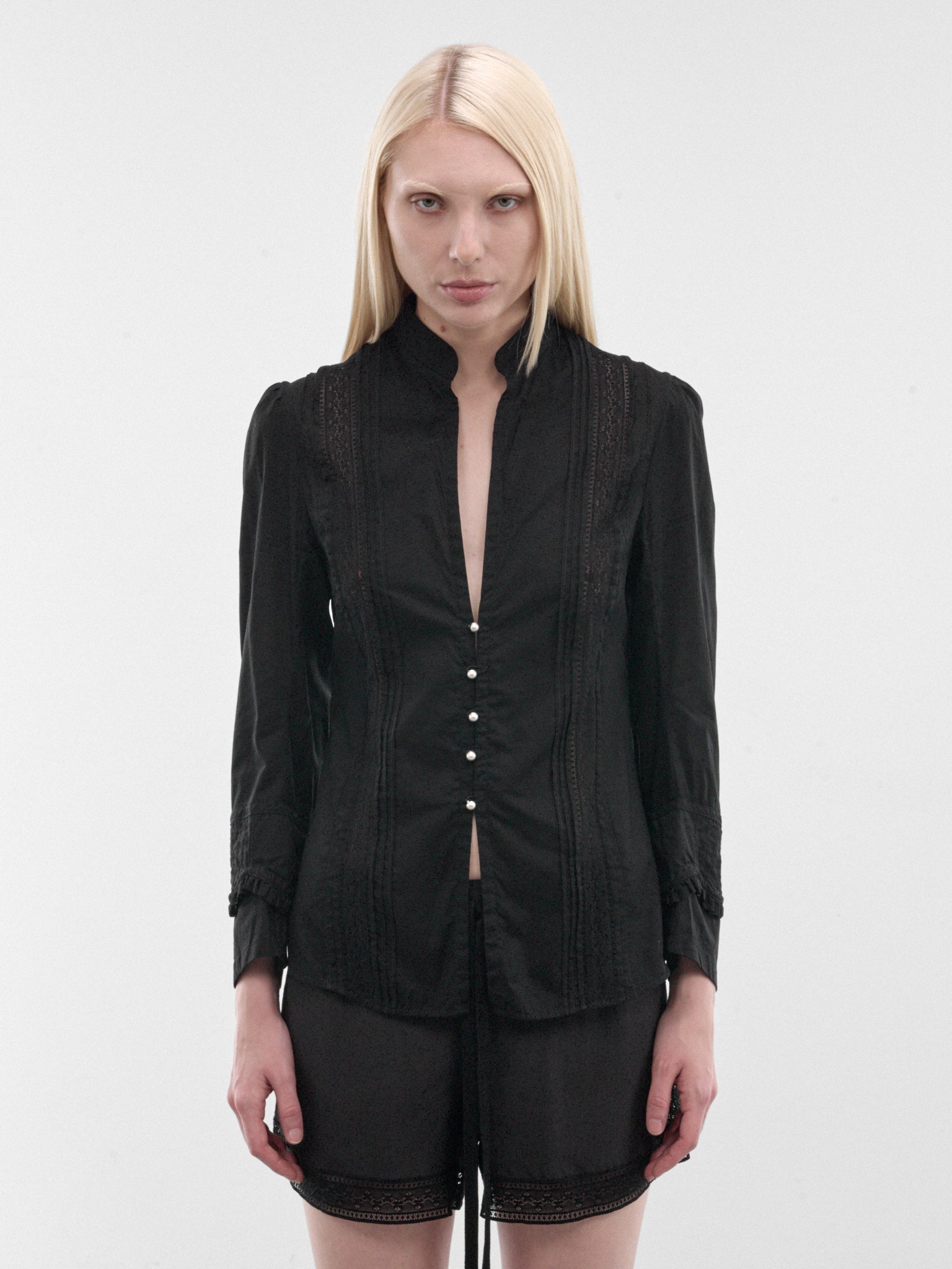 Black Lidy Open Front Shirt (B0014004-FA026-BLACK)