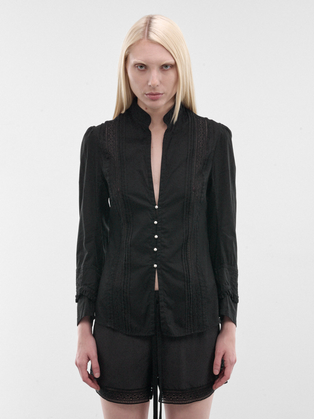 Black Lidy Open Front Shirt (B0014004-FA026-BLACK)