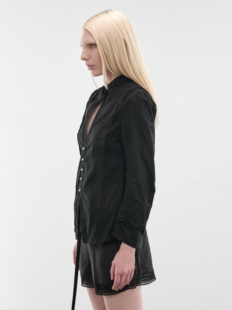 Black Lidy Open Front Shirt (B0014004-FA026-BLACK)