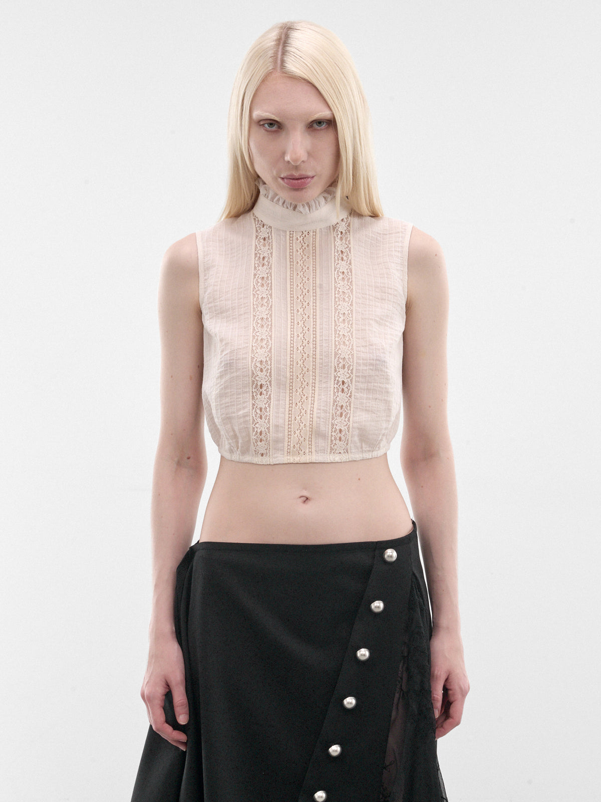 Chalk Bee High Neck Top (B0014008-FA712-CHALK)