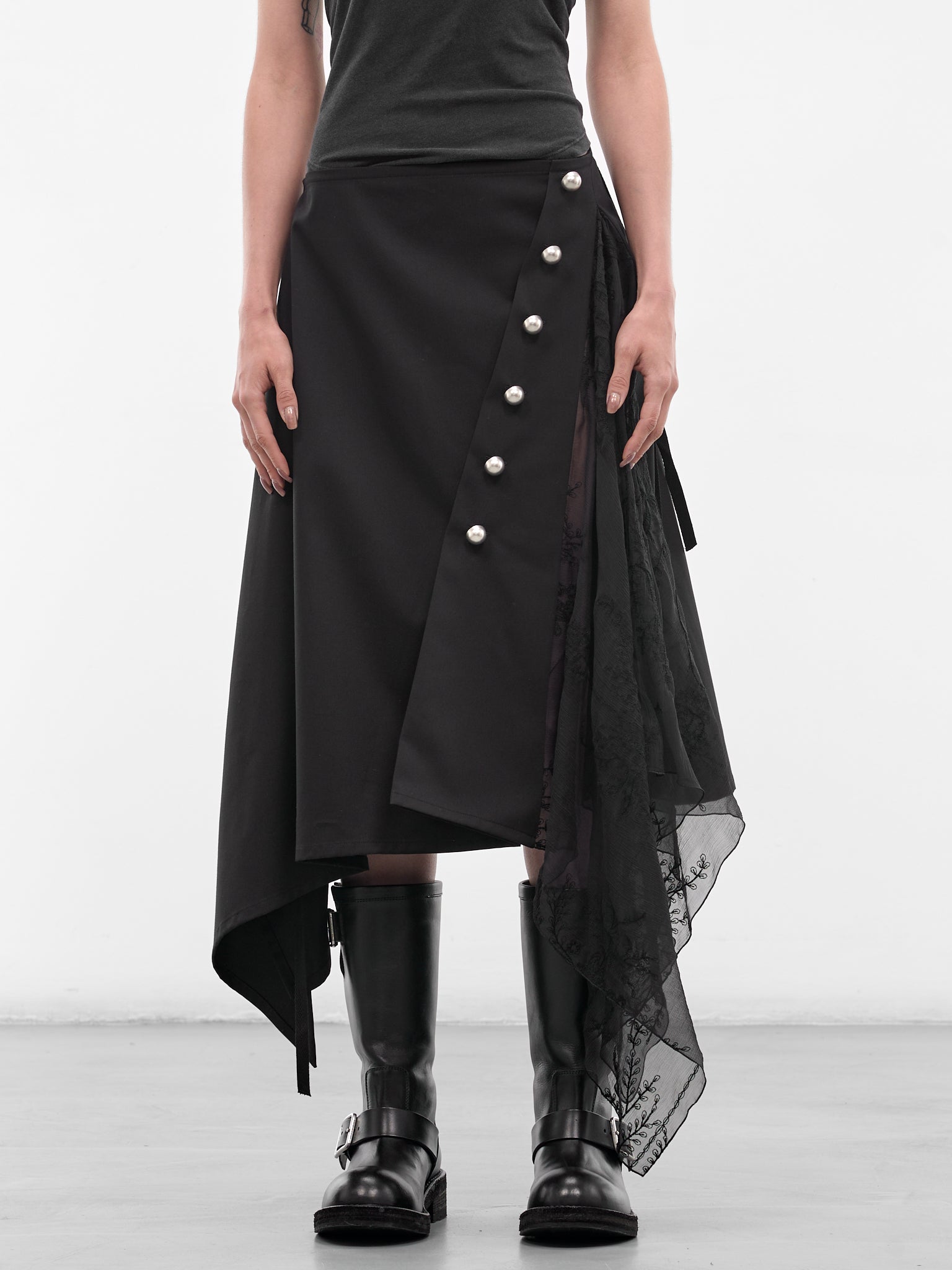 Ilma Silk Paneled Wrap Skirt (B0014014-FA709-BLACK)