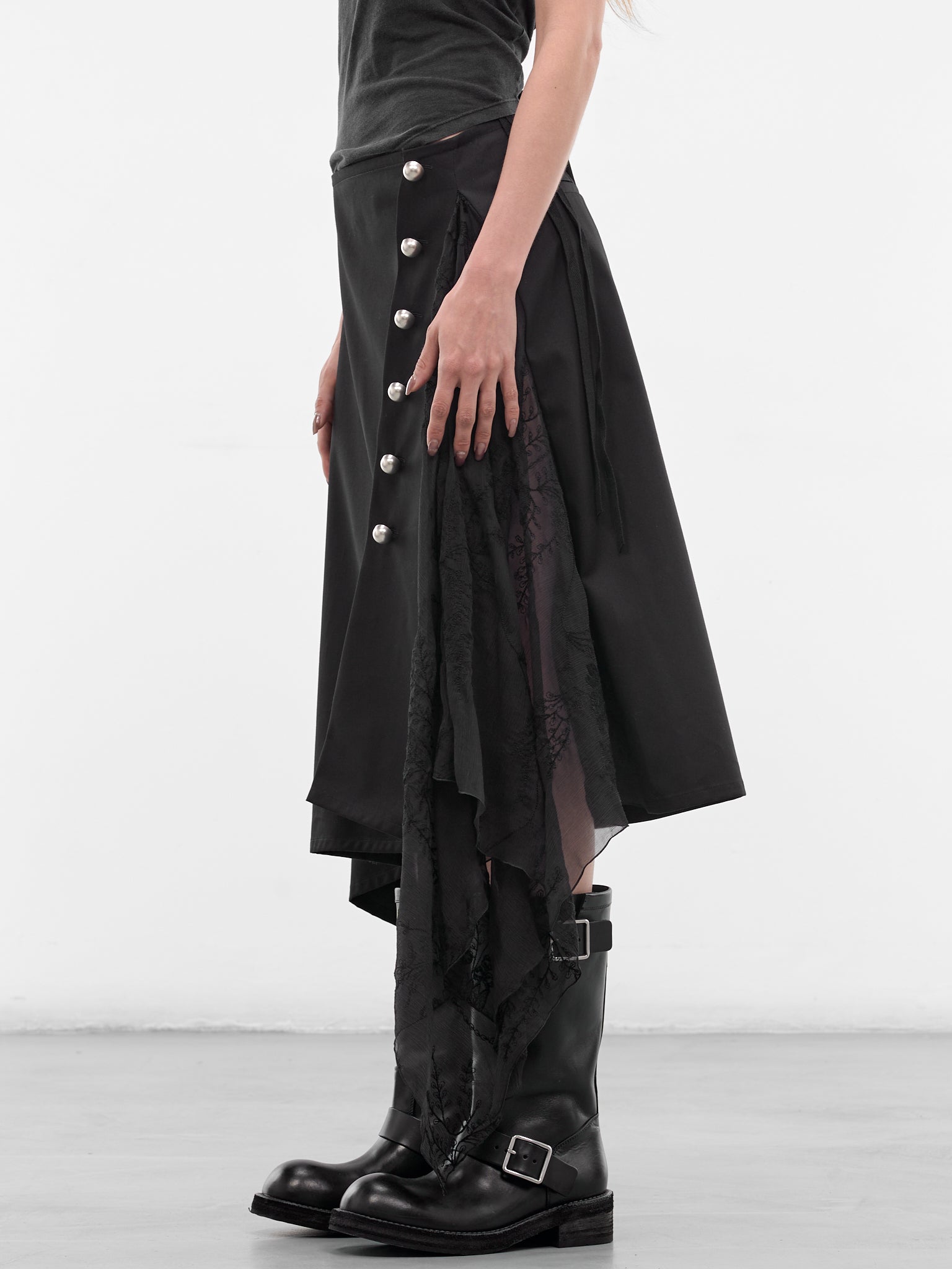 Ilma Silk Paneled Wrap Skirt (B0014014-FA709-BLACK)