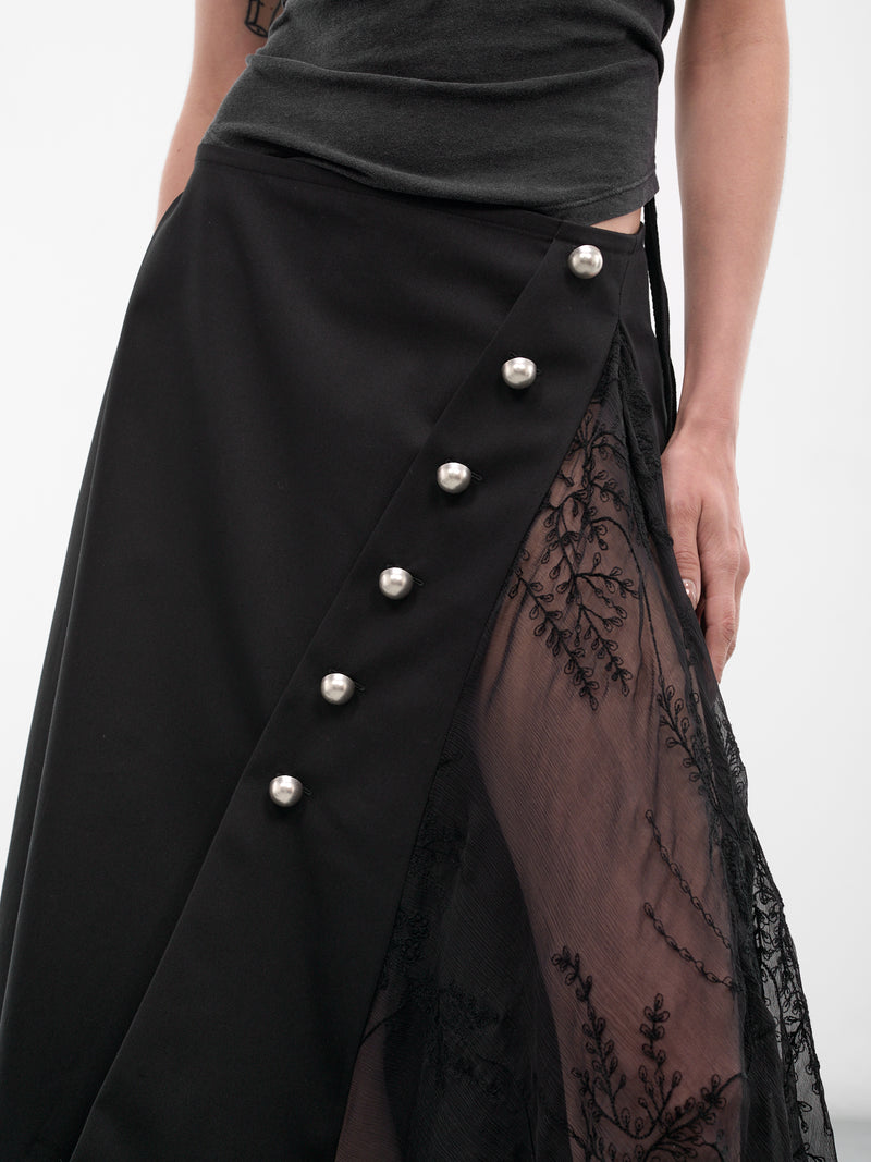 Ilma Silk Paneled Wrap Skirt (B0014014-FA709-BLACK)