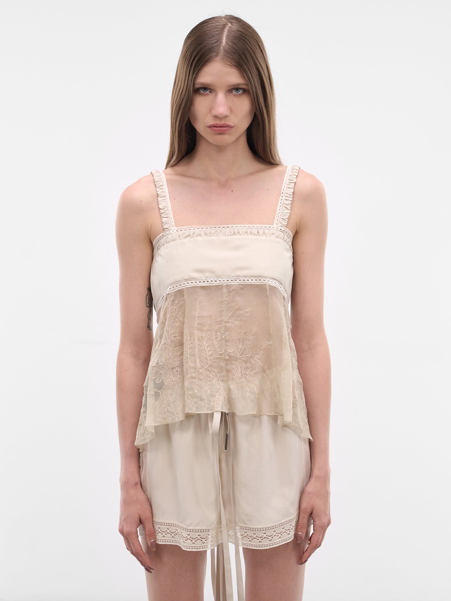 Gila Balconette Silk Top (B0014022-FA735-MASTIC)