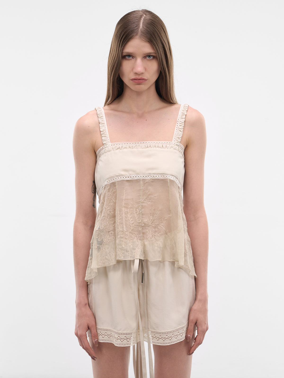 Gila Balconette Silk Top (B0014022-FA735-MASTIC)