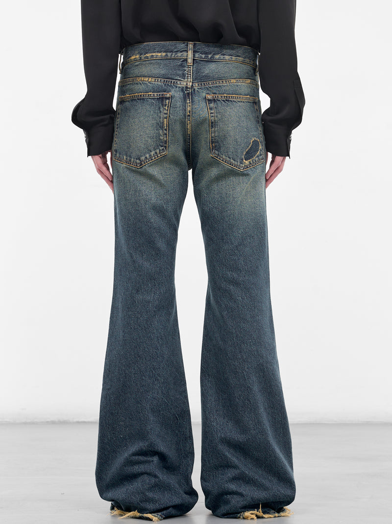 Hamo Distressed Denim Bootcut Jeans (B0014027-FA743-VINTAGE-BLUE)