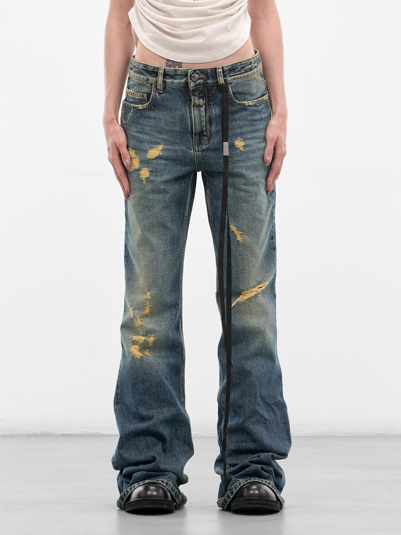 Toos Distressed Denim Bootcut Jeans (B0014029-FA743-VINTAGE-BLUE)