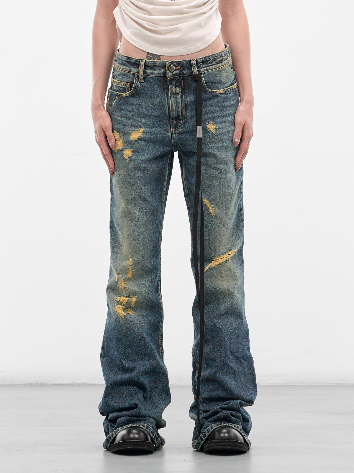 Toos Distressed Denim Bootcut Jeans (B0014029-FA743-VINTAGE-BLUE)