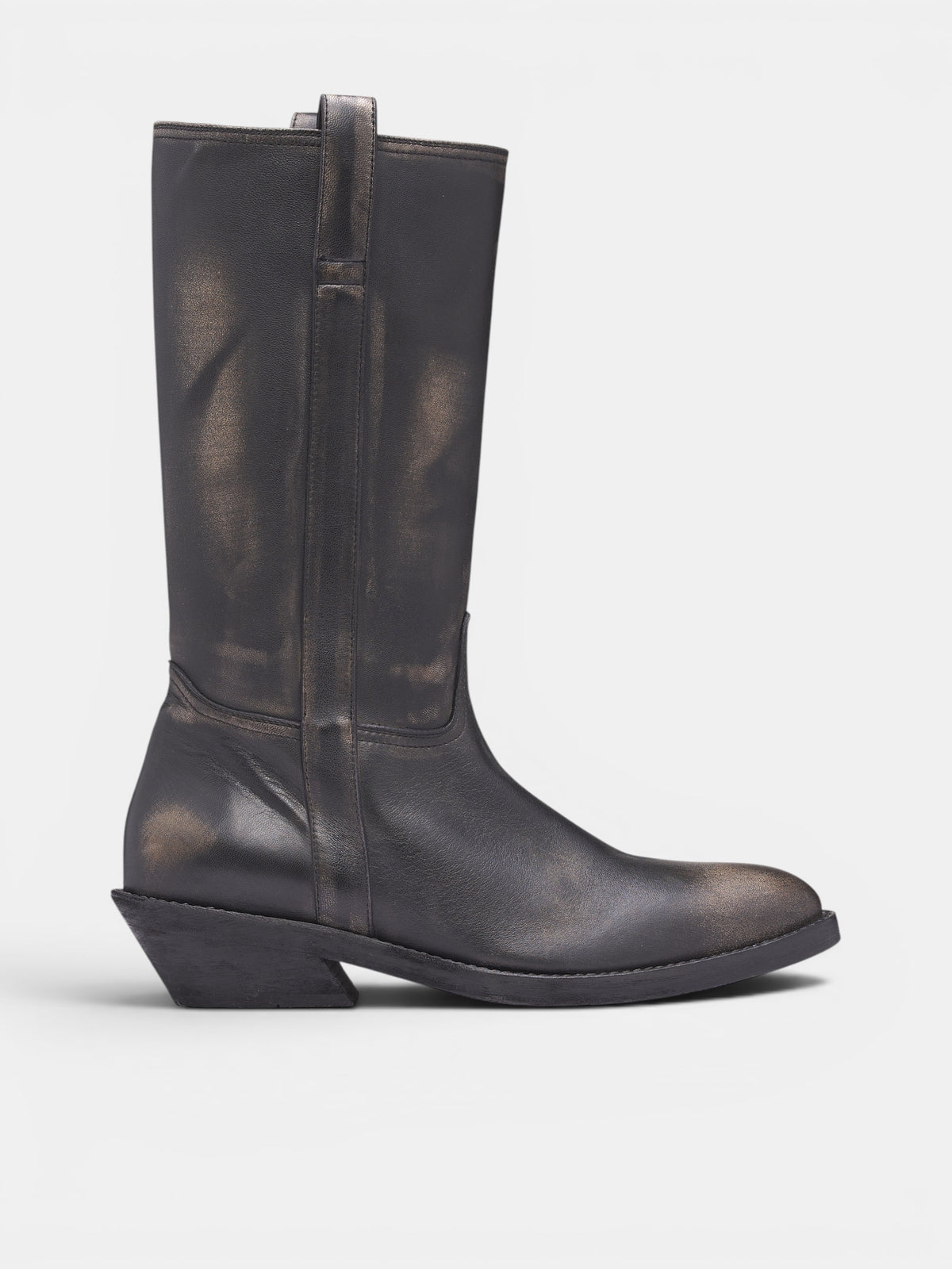 Laxit Black Leather Cowboy Boots (B0014062-LT192-BLACK)