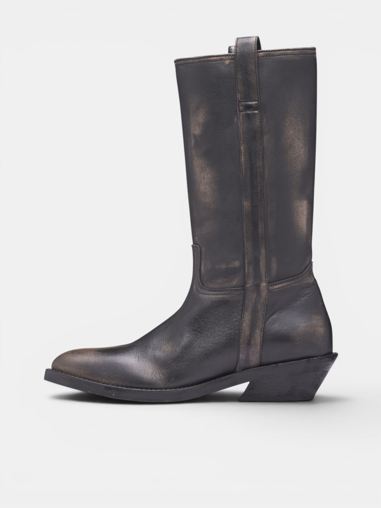 Laxit Black Leather Cowboy Boots (B0014062-LT192-BLACK)