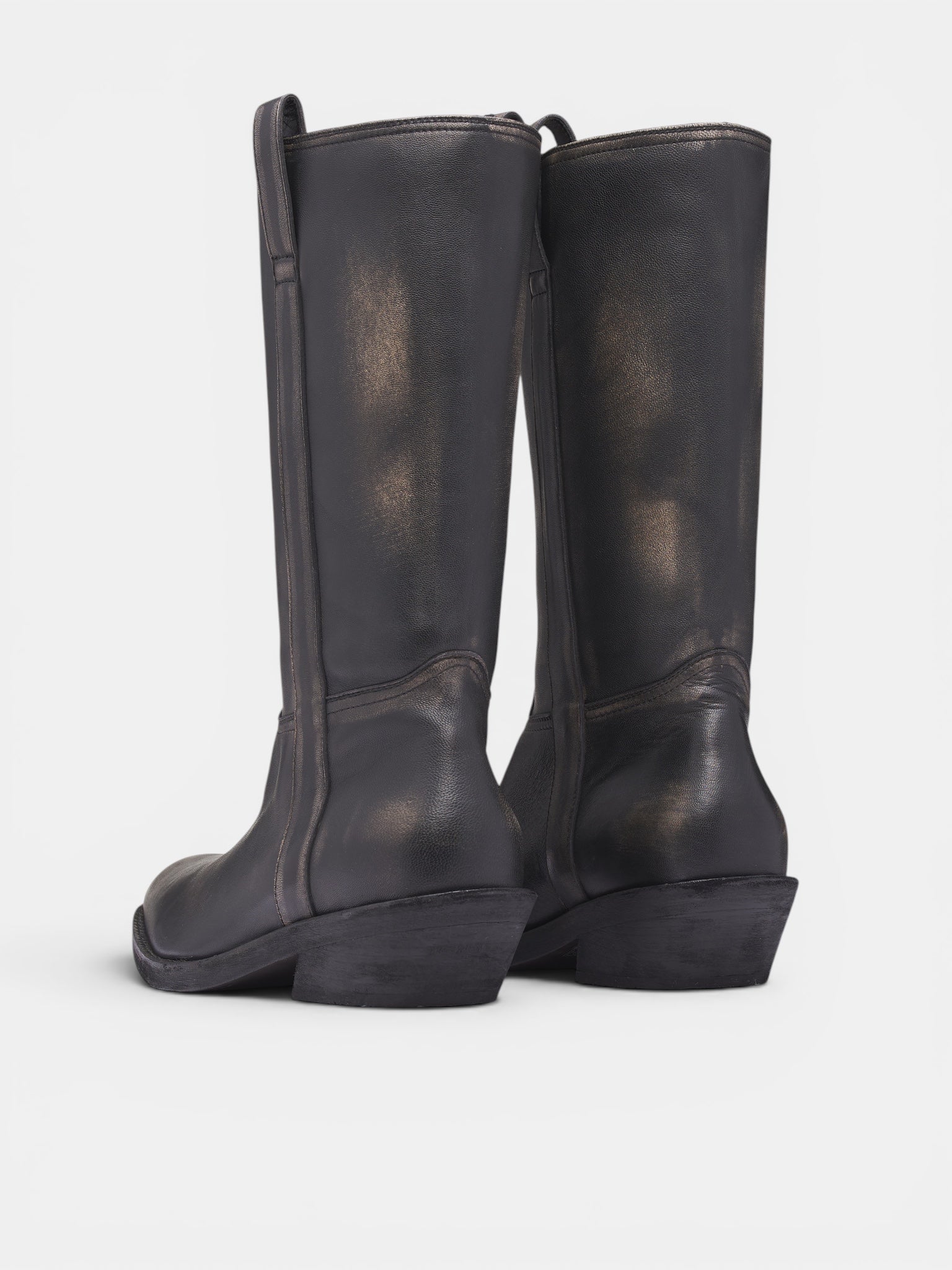 Laxit Black Leather Cowboy Boots (B0014062-LT192-BLACK)