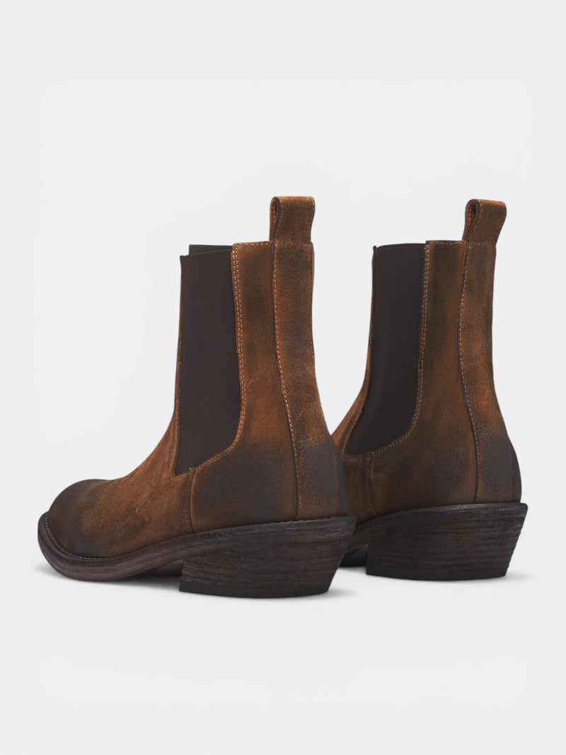 Caru Brown Leather Chelsea Boots (B0014063-LT194-SAND-OFF-BLACK)