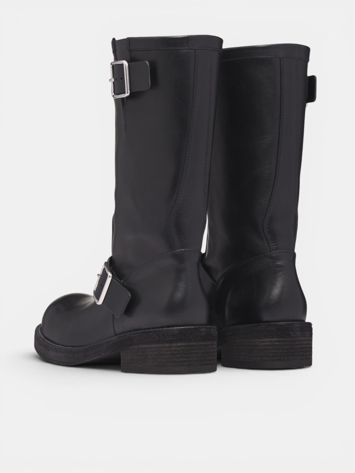 Sarith Leather Engineer Biker Boots (B0014078-LT049-BLACK)
