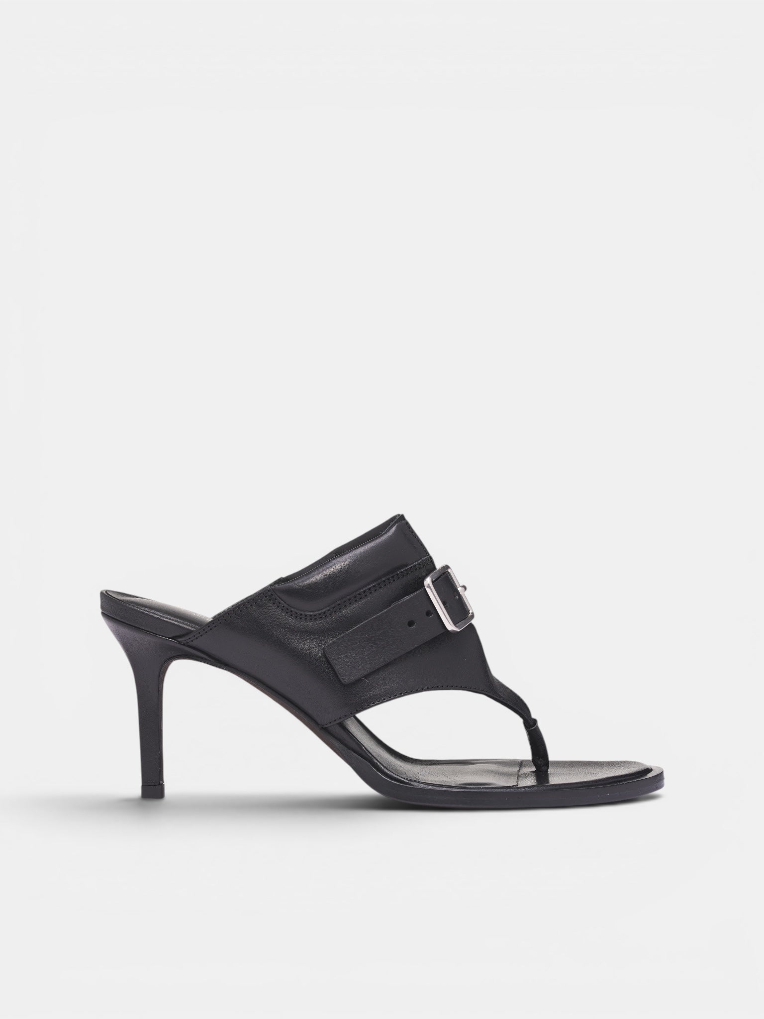 Bri Leather Heeled Thong Mules (B0014089-LT177-BLACK)