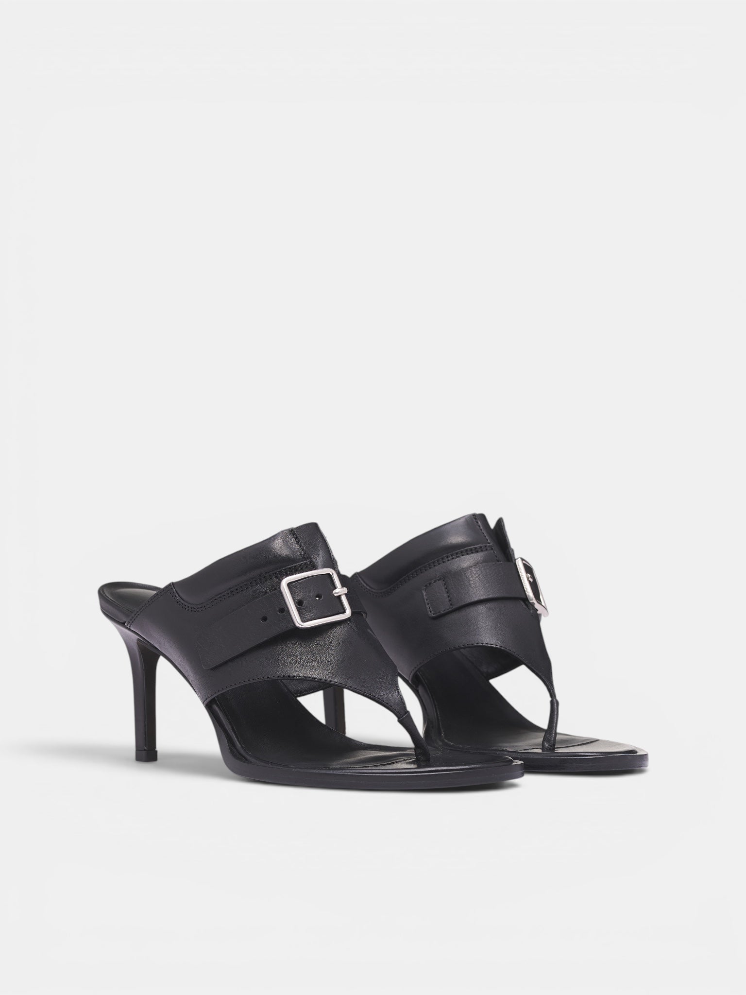 Bri Leather Heeled Thong Mules (B0014089-LT177-BLACK)