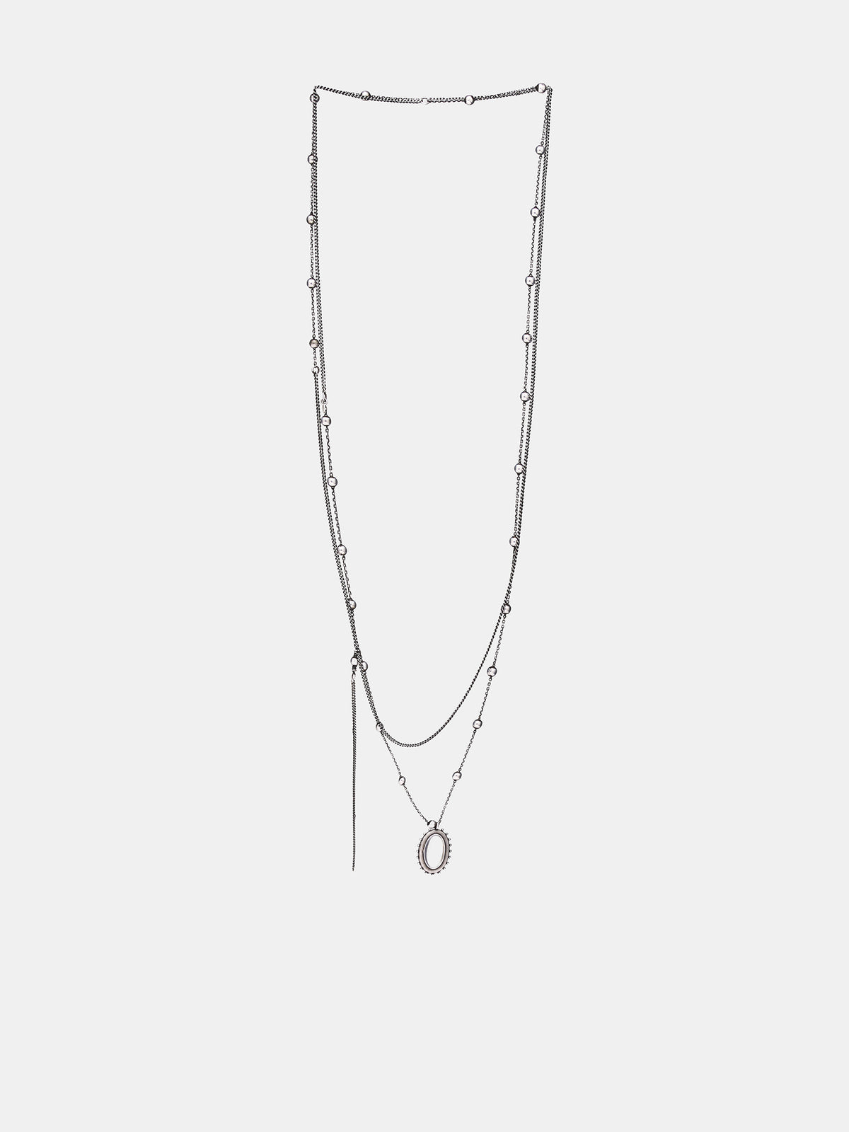 Wad Silver Cabochan Pendant Necklace (B0014102-OT018-ANTIQUE-SILVER)