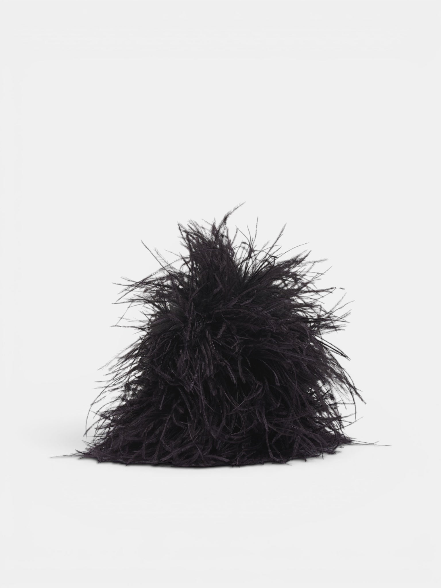 Black Iza Leather & Feather Clutch (B0014169-LT107-BLACK)