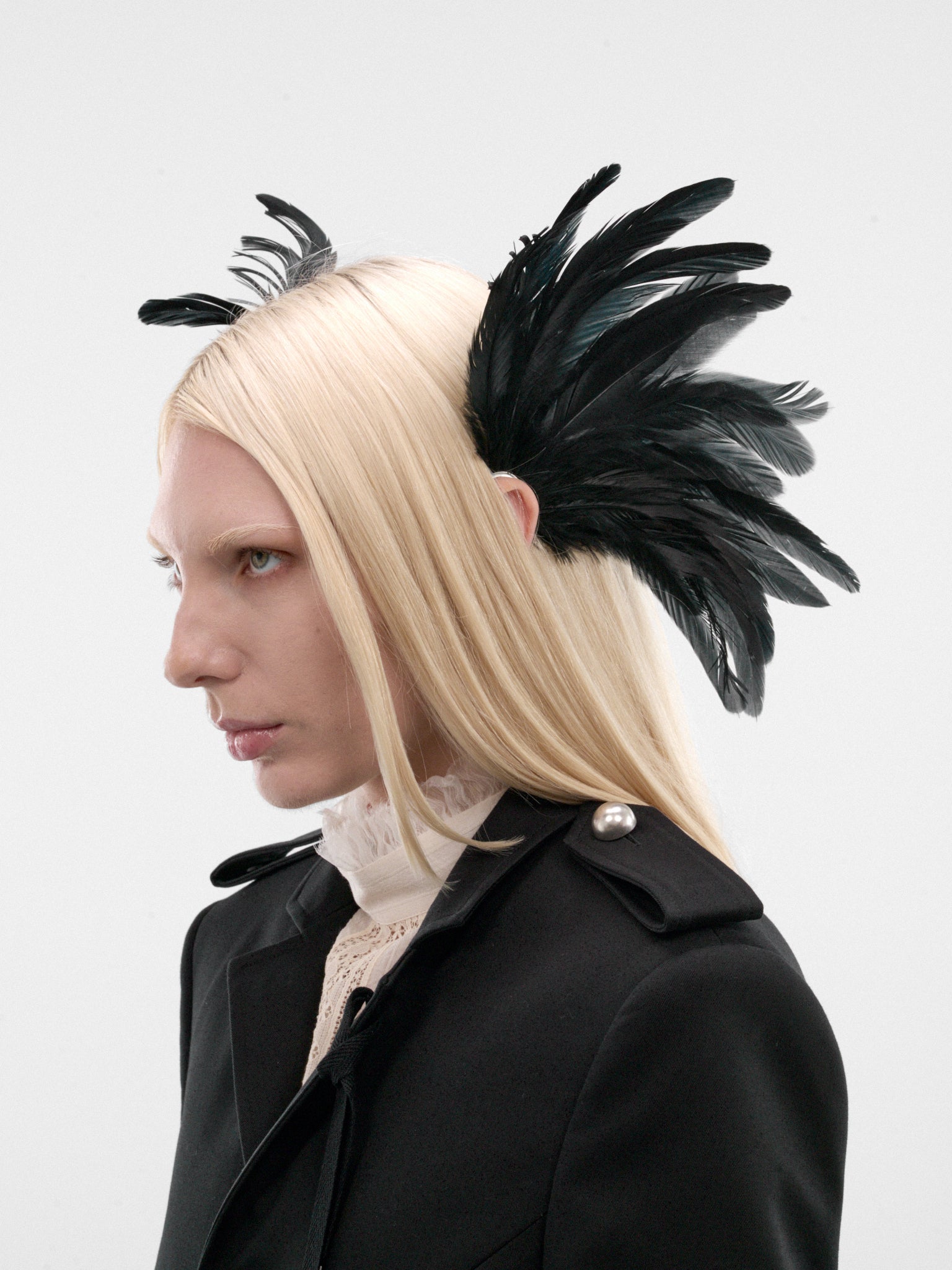 Black Feather Tona Ear Cuffs (B0014197-OT018-ANTIQUE-SILVER)