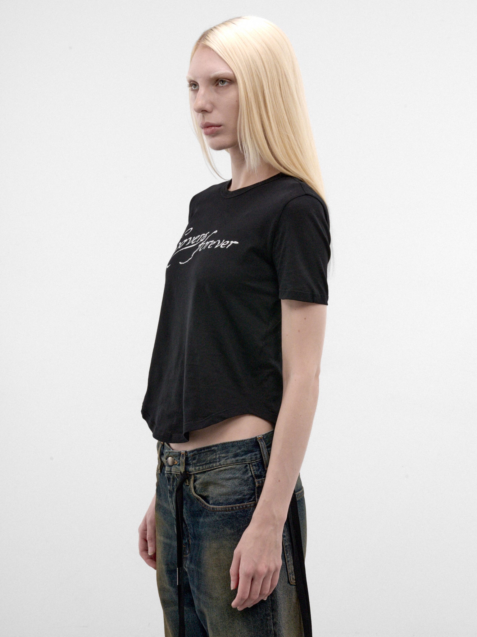 Black Micro "Lovers Forever" Tee (B0014240-FA206-BLACK)