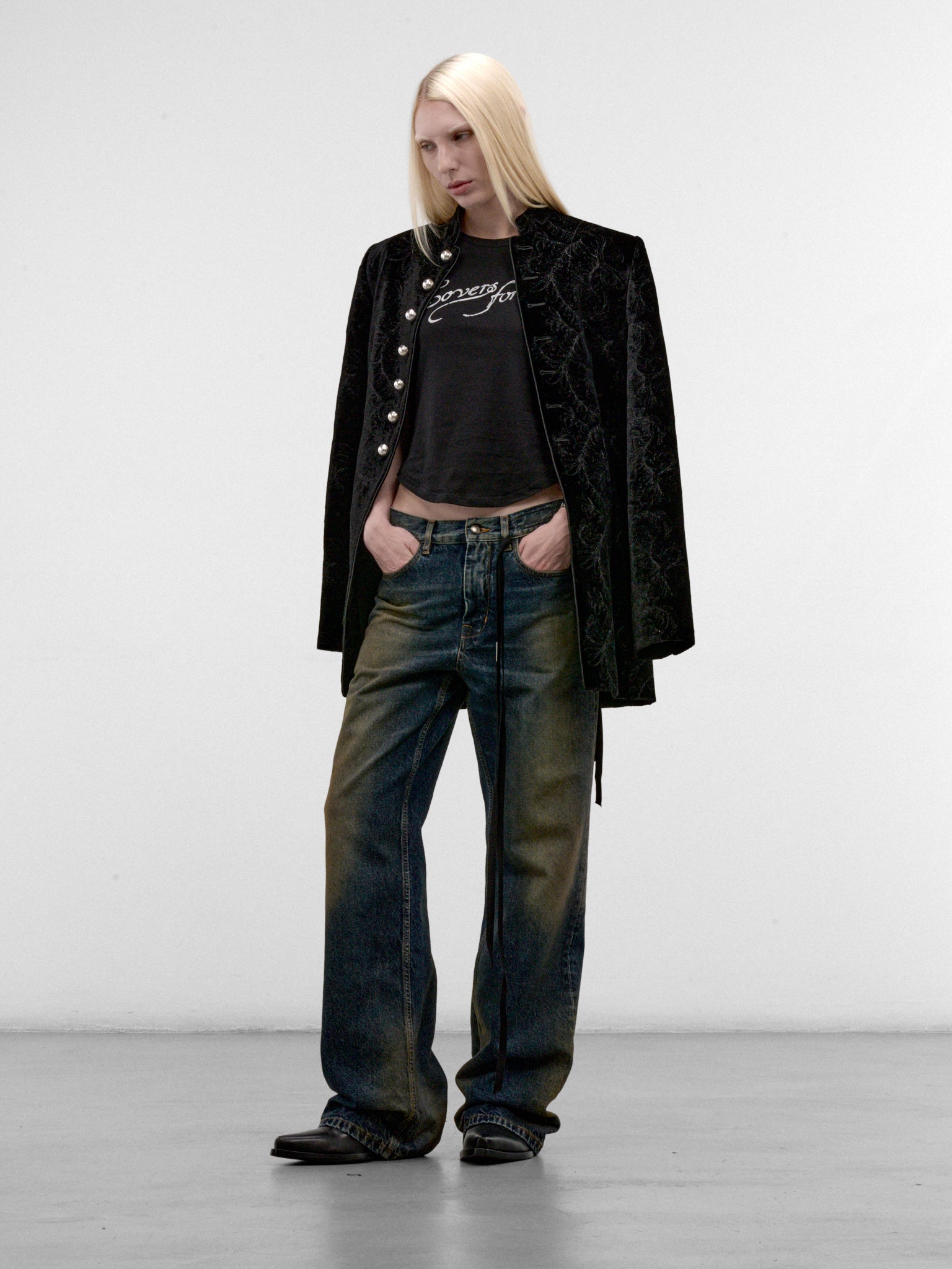 Black Micro "Lovers Forever" Tee (B0014240-FA206-BLACK)