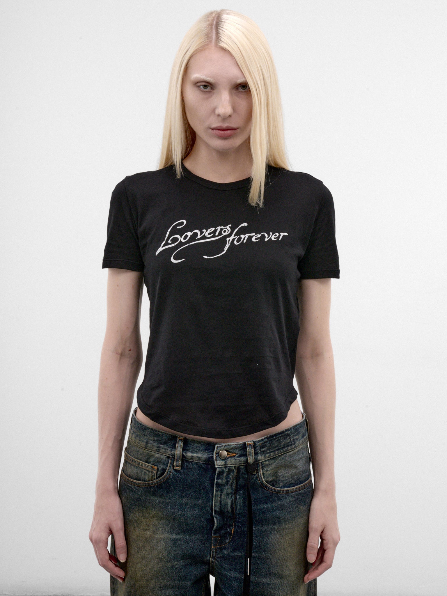Black Micro "Lovers Forever" Tee (B0014240-FA206-BLACK)