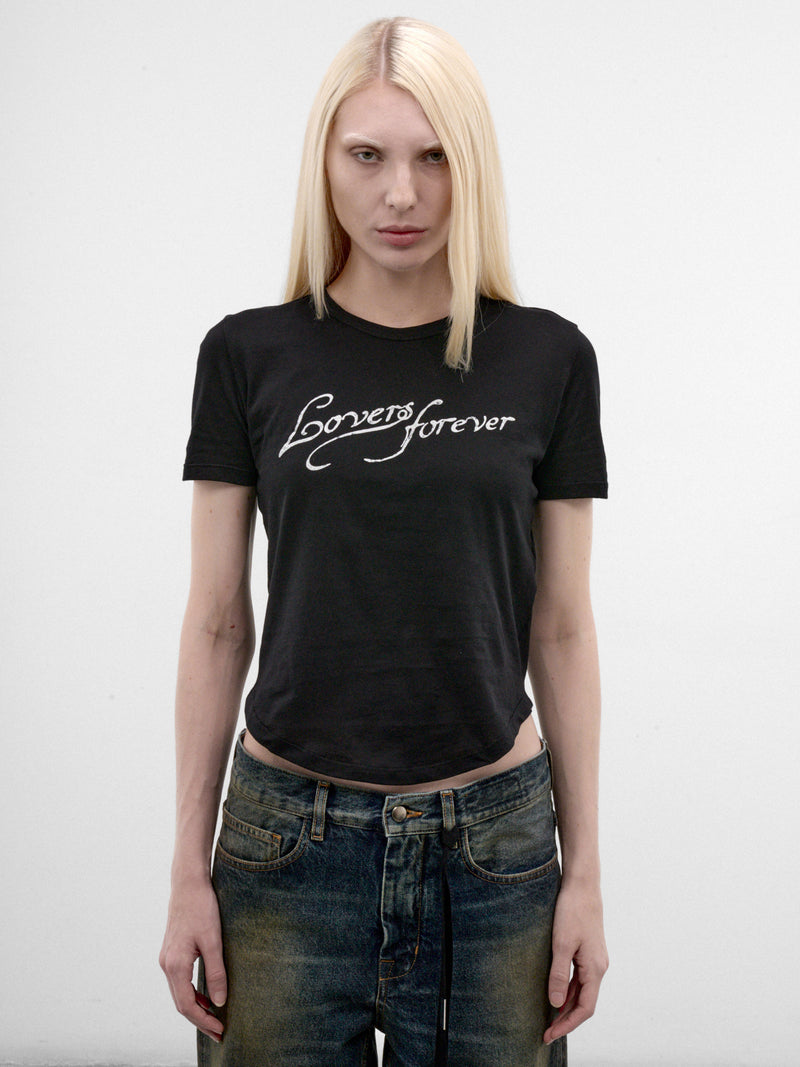 Black Micro "Lovers Forever" Tee (B0014240-FA206-BLACK)