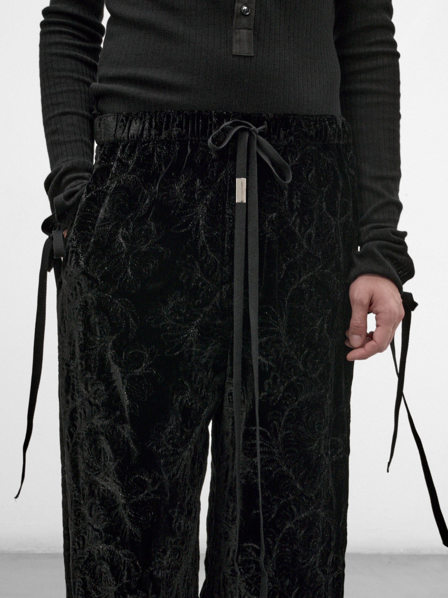 Black Velvet Gerry Lounge Pants (B0014261-FA753-BLACK)