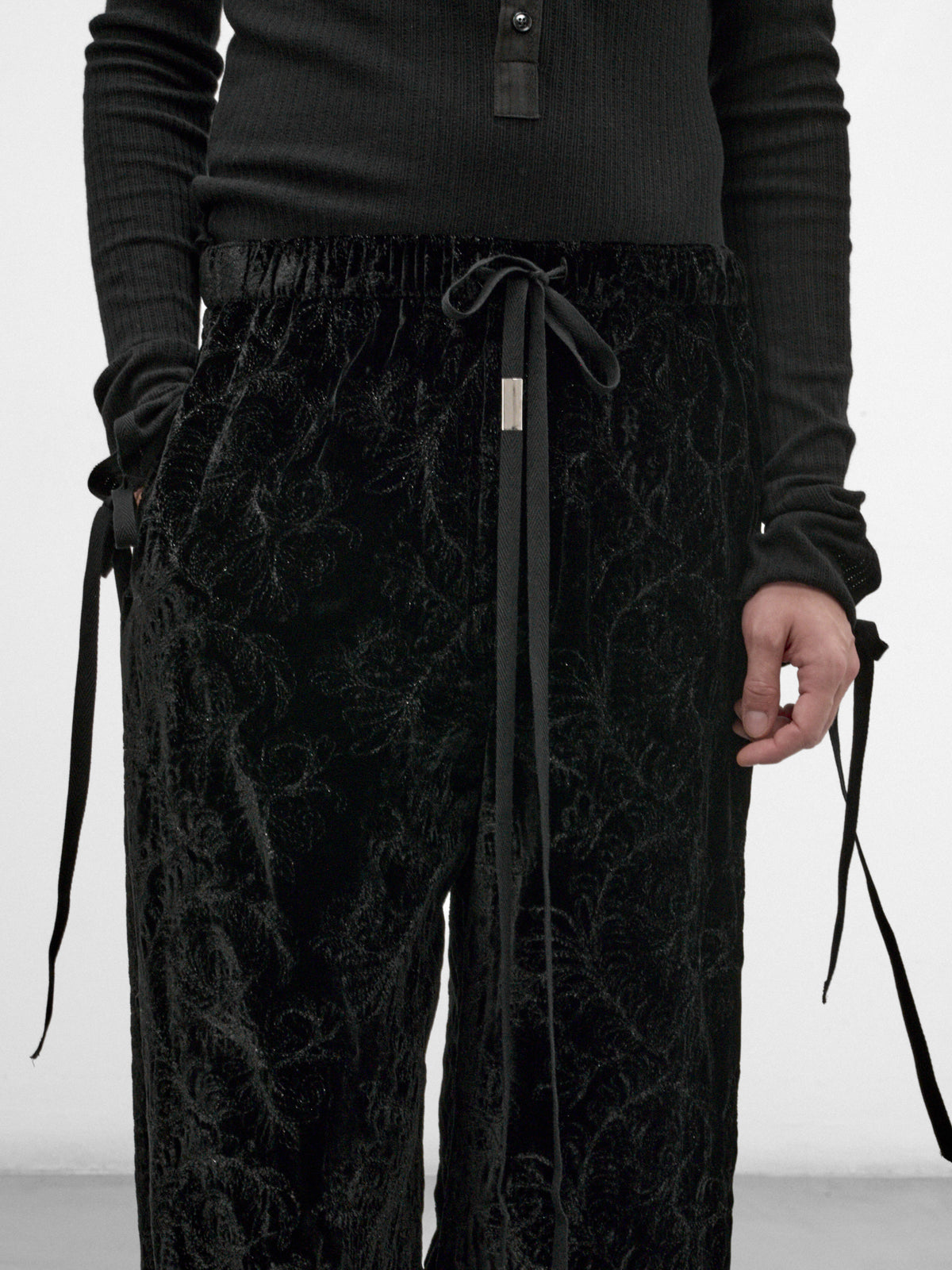 Black Velvet Gerry Lounge Pants (B0014261-FA753-BLACK)