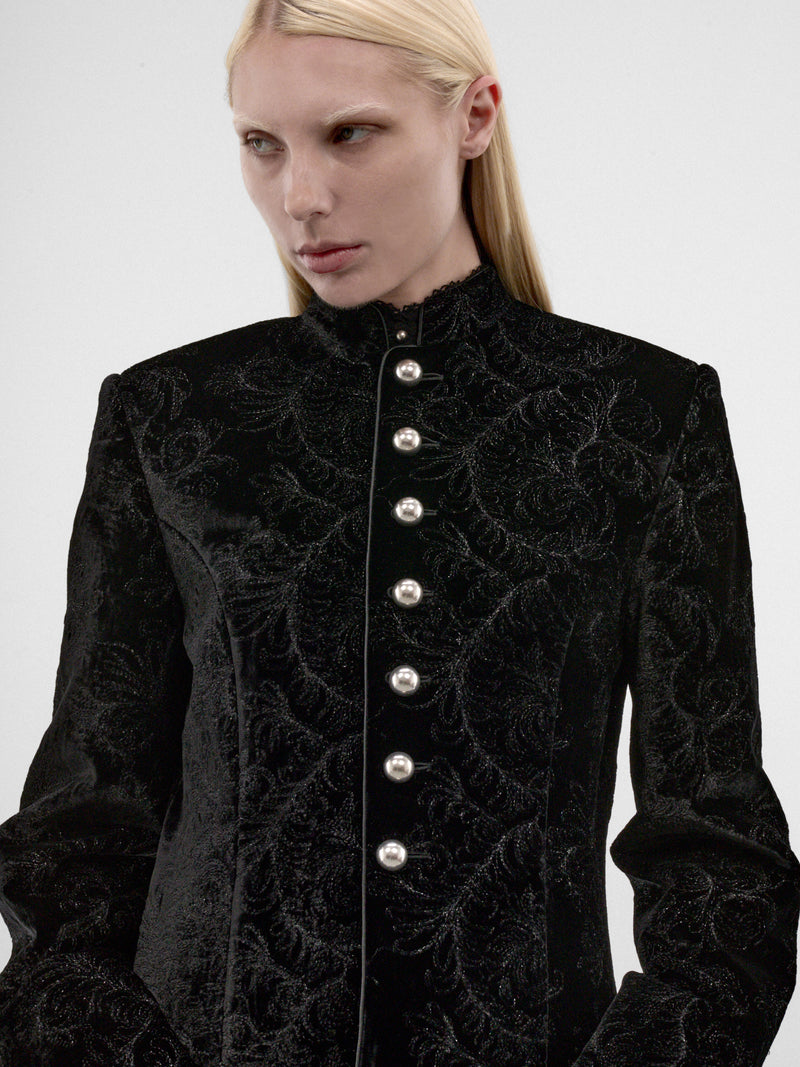 Yana Silk Paisley Marsina Jacket (B0014267-FA753-BLACK)