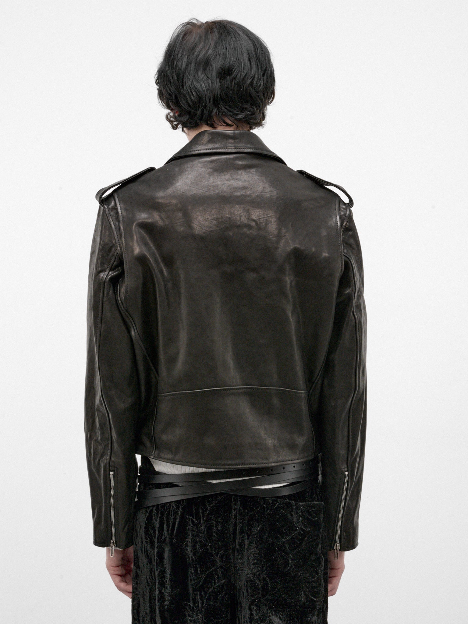 Black Leather Clarin Perfecto Jacket (B0014278-LT137-BLACK)
