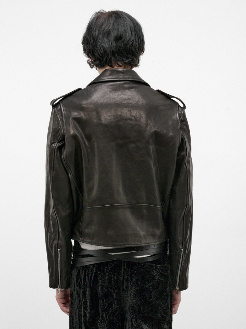 Black Leather Clarin Perfecto Jacket (B0014278-LT137-BLACK)