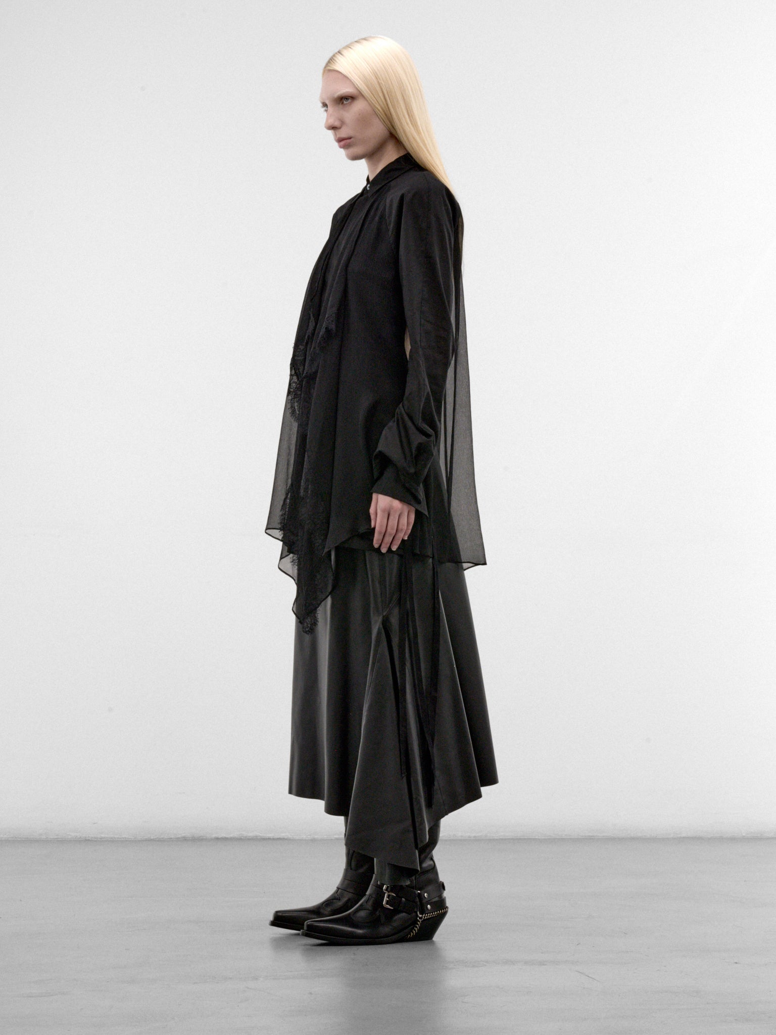 Sini Black Silk Draped Blouse (B0014338-FA026-BLACK)